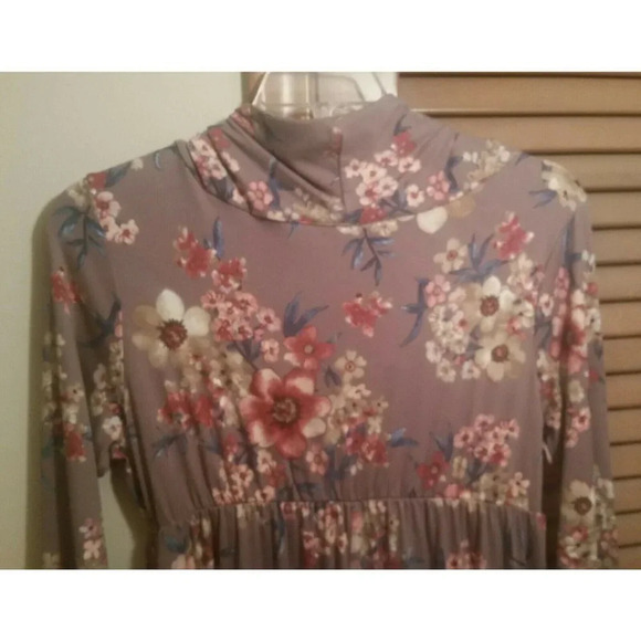 Mother Bee Taupe Flowered Cowl Neck Maternity Maxi - Picture 6 of 7